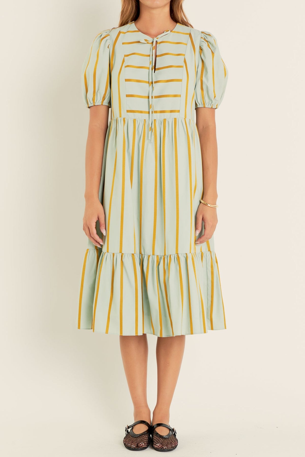ENGLISH FACTORY - Striped Blouson Maxi Dress - DRESSES available at Objectrare