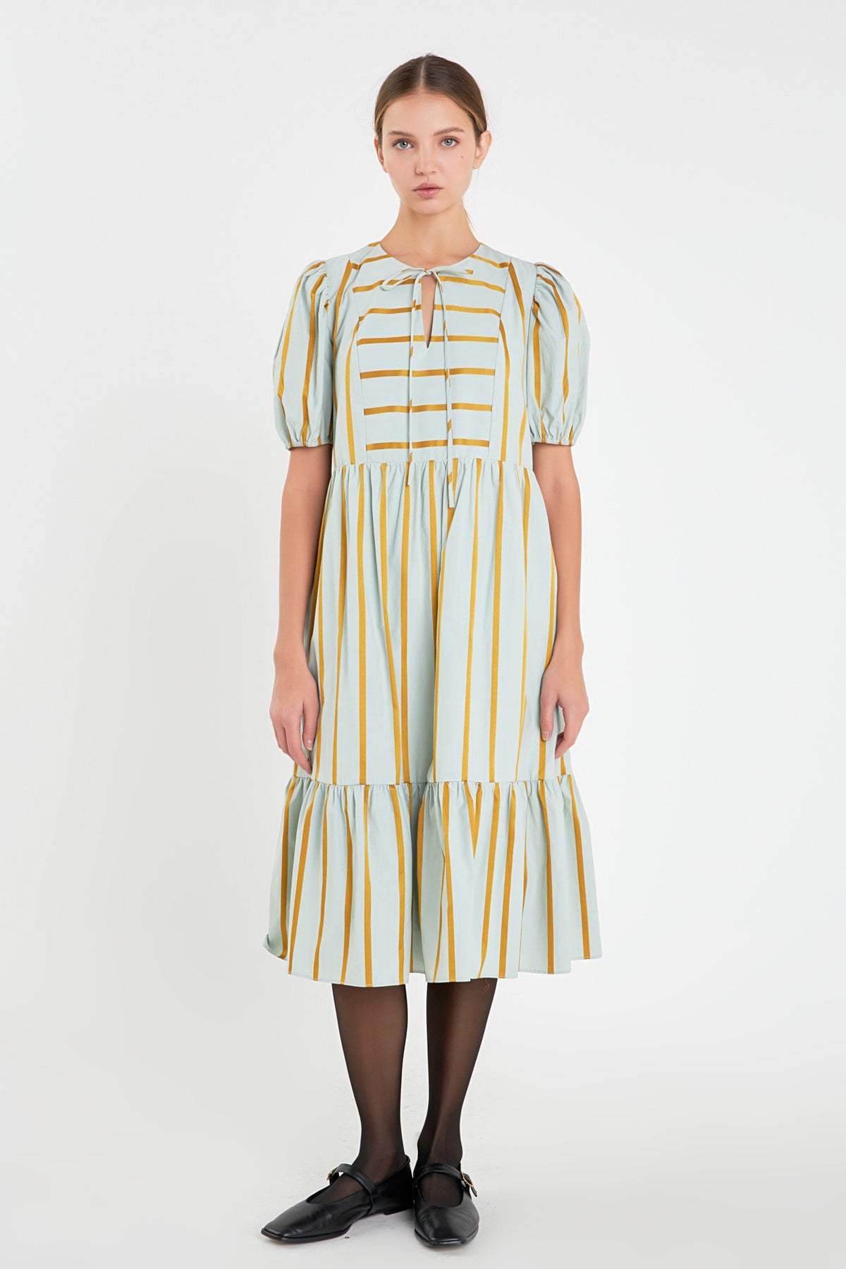 ENGLISH FACTORY - Striped Blouson Maxi Dress - DRESSES available at Objectrare