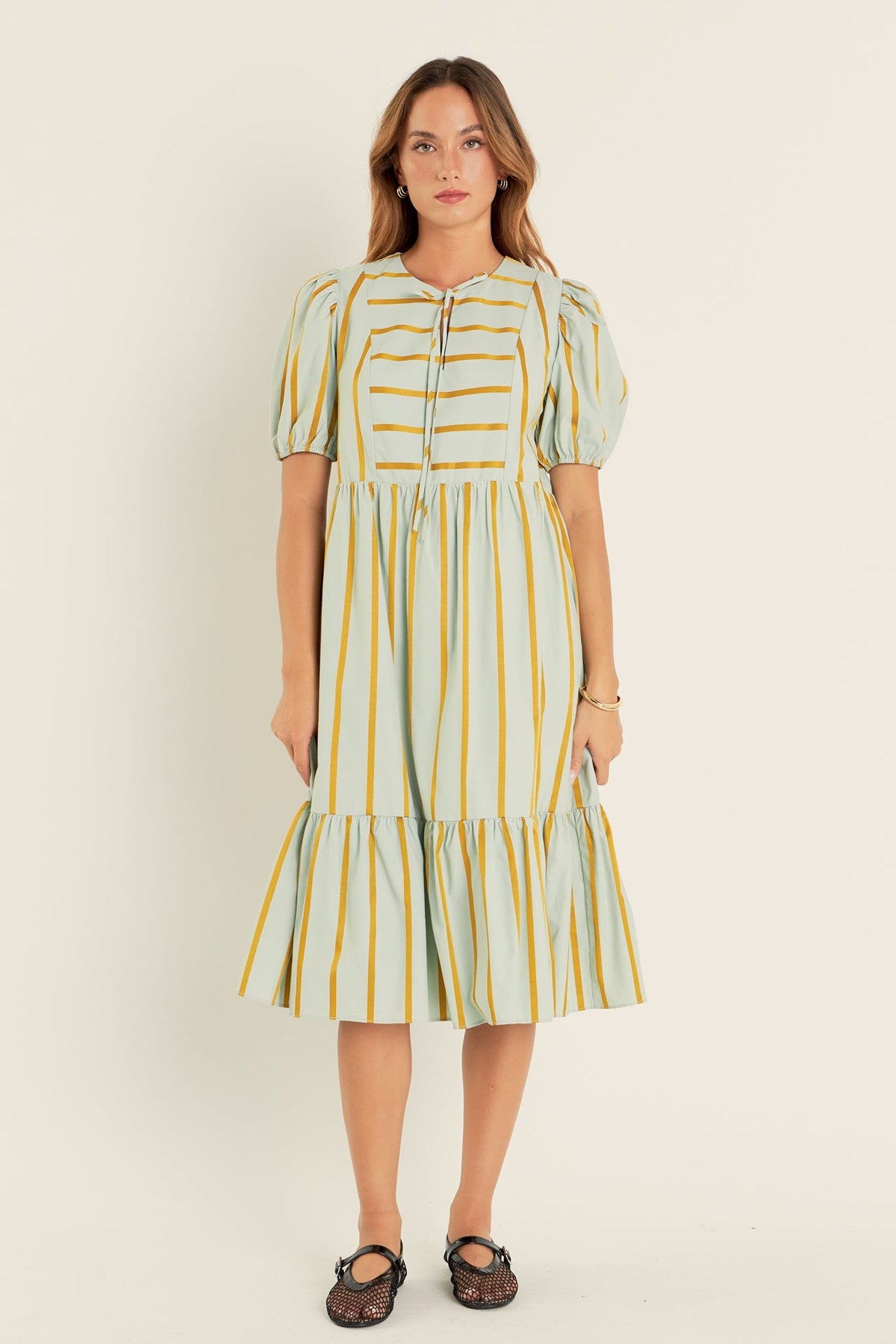 ENGLISH FACTORY - Striped Blouson Maxi Dress - DRESSES available at Objectrare
