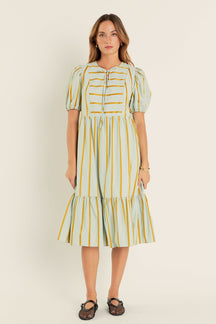 ENGLISH FACTORY - Striped Blouson Maxi Dress - DRESSES available at Objectrare
