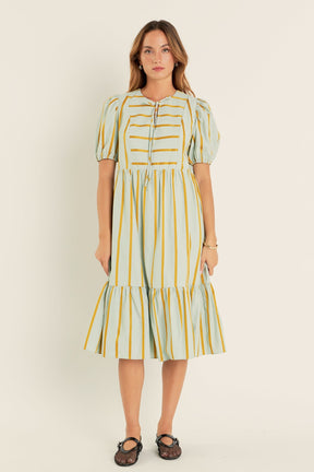 ENGLISH FACTORY - Striped Blouson Maxi Dress - DRESSES available at Objectrare