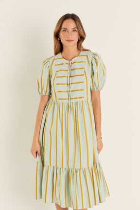ENGLISH FACTORY - Striped Blouson Maxi Dress - DRESSES available at Objectrare