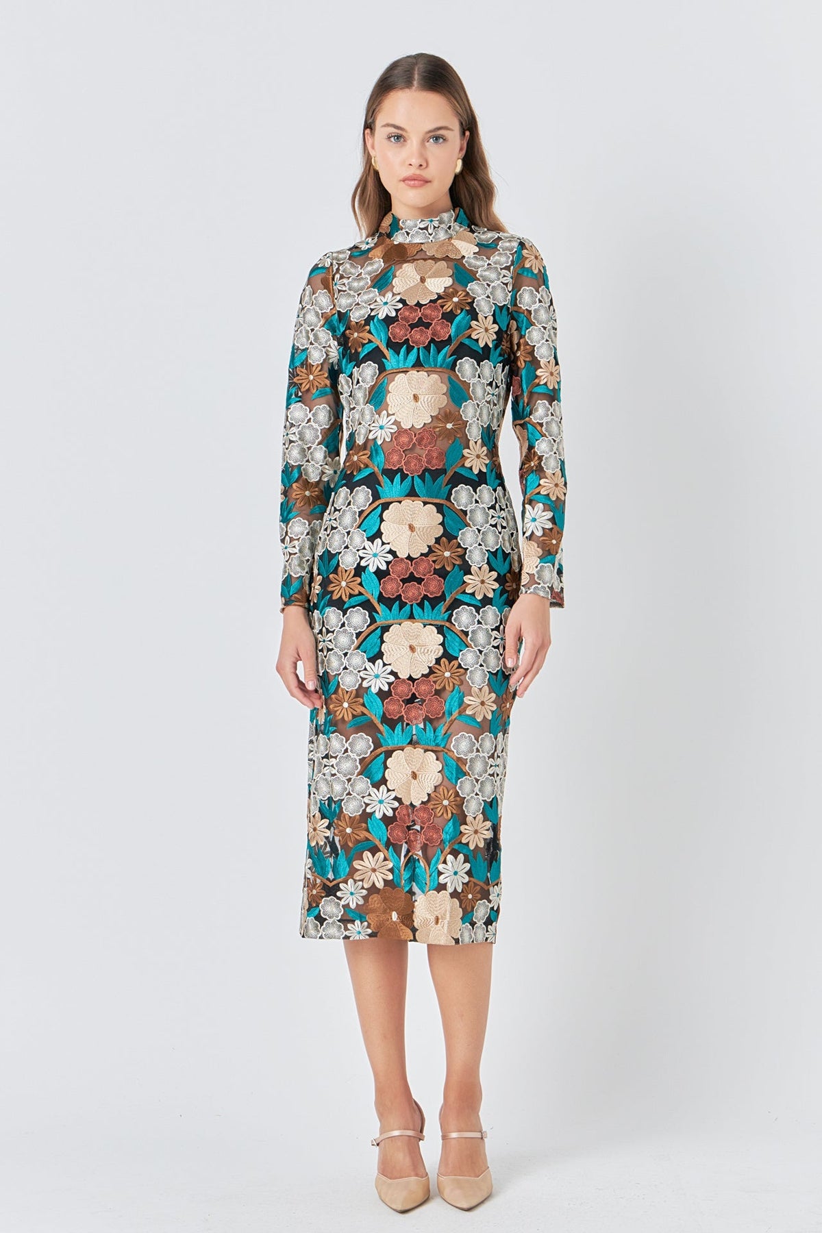 Endless Rose - Floral Embroidered Midi Dress