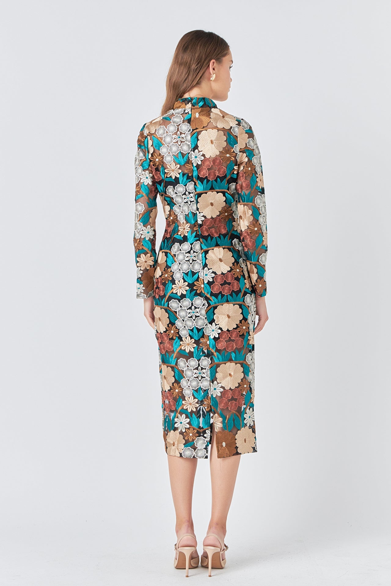 ENDLESS ROSE - Floral Embroidered Midi Dress - DRESSES available at Objectrare