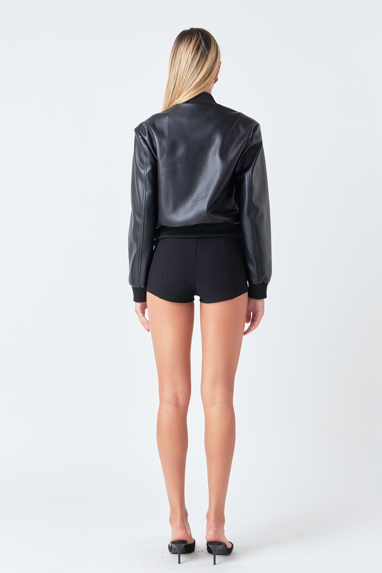 ENDLESS ROSE - Short Pu Leather Bomber Jacket - JACKETS available at Objectrare