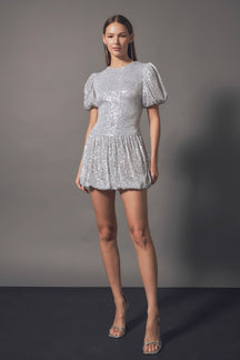 ENDLESS ROSE - Sequin Bubble Skirt Mini Dress - DRESSES available at Objectrare