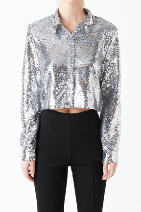 GREY LAB - Sequins Cropped Shirt - SHIRTS & BLOUSES available at Objectrare