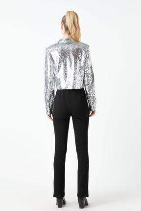 GREY LAB - Grey Lab - Sequins Cropped Shirt - SHIRTS & BLOUSES available at Objectrare