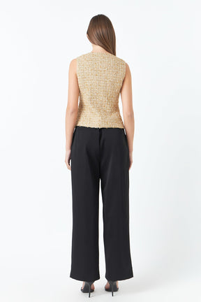 ENDLESS ROSE - Endless Rose - Gold Tweed Double Button Top - TOPS available at Objectrare