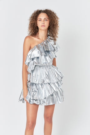 ENDLESS ROSE - Metallic Tiered Mini Dress - DRESSES available at Objectrare