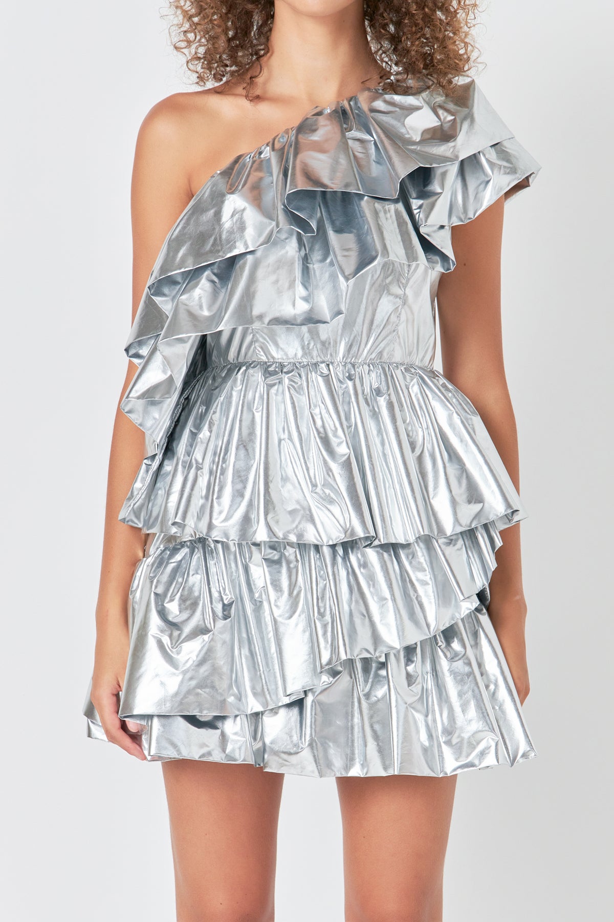 ENDLESS ROSE - Metallic Tiered Mini Dress - DRESSES available at Objectrare