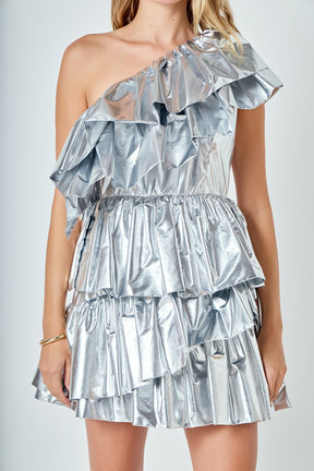 ENDLESS ROSE - Metallic Tiered Mini Dress - DRESSES available at Objectrare