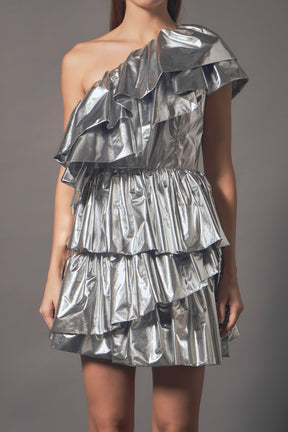 ENDLESS ROSE - Metallic Tiered Mini Dress - DRESSES available at Objectrare