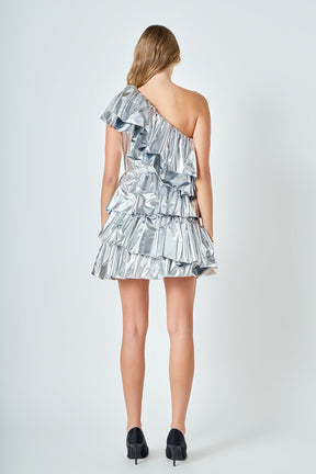 ENDLESS ROSE - Metallic Tiered Mini Dress - DRESSES available at Objectrare
