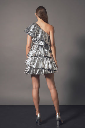 ENDLESS ROSE - Metallic Tiered Mini Dress - DRESSES available at Objectrare