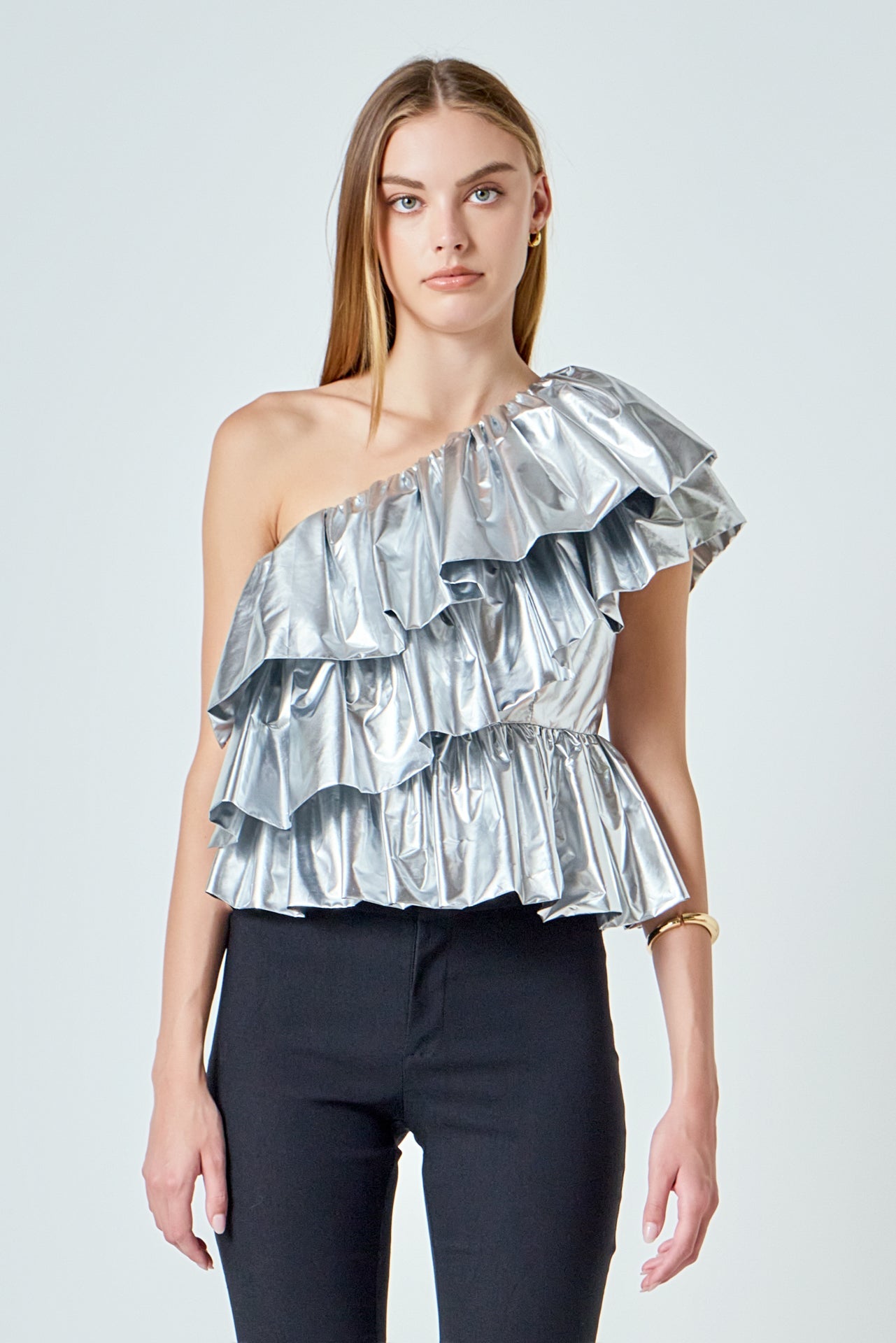 ENDLESS ROSE - Metallic Tiered Top - TOPS available at Objectrare