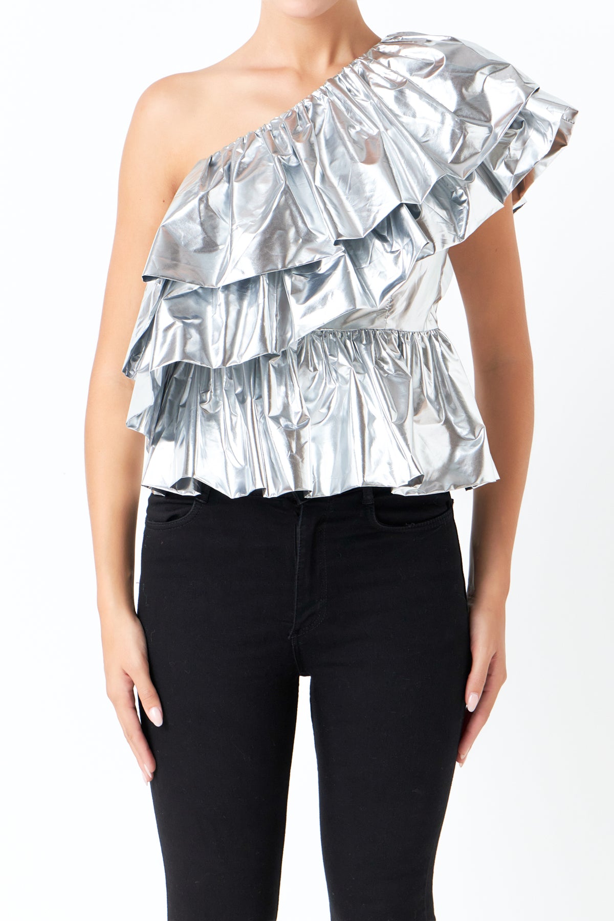 ENDLESS ROSE - Metallic Tiered Top - TOPS available at Objectrare