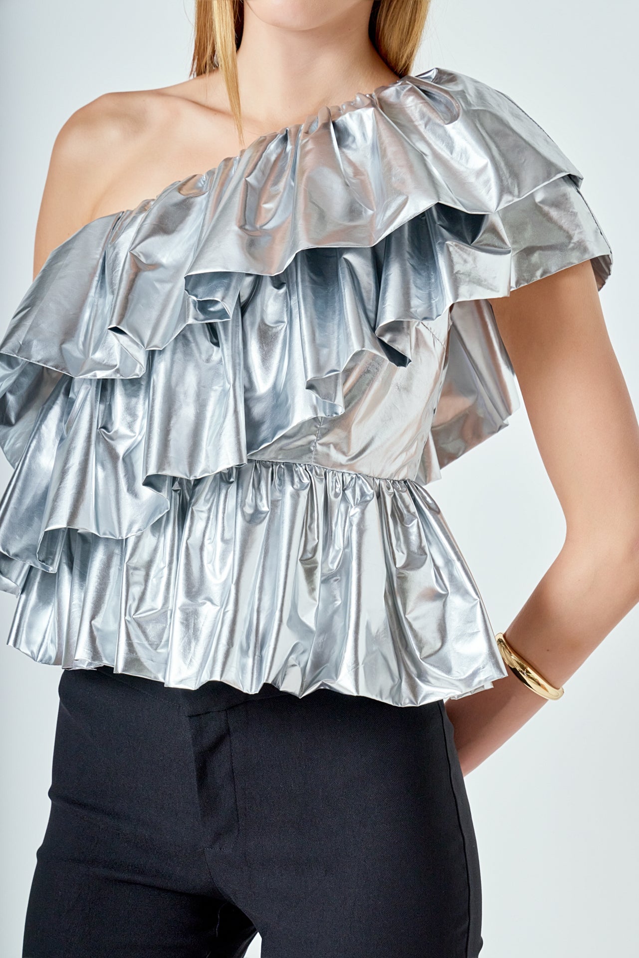 ENDLESS ROSE - Metallic Tiered Top - TOPS available at Objectrare
