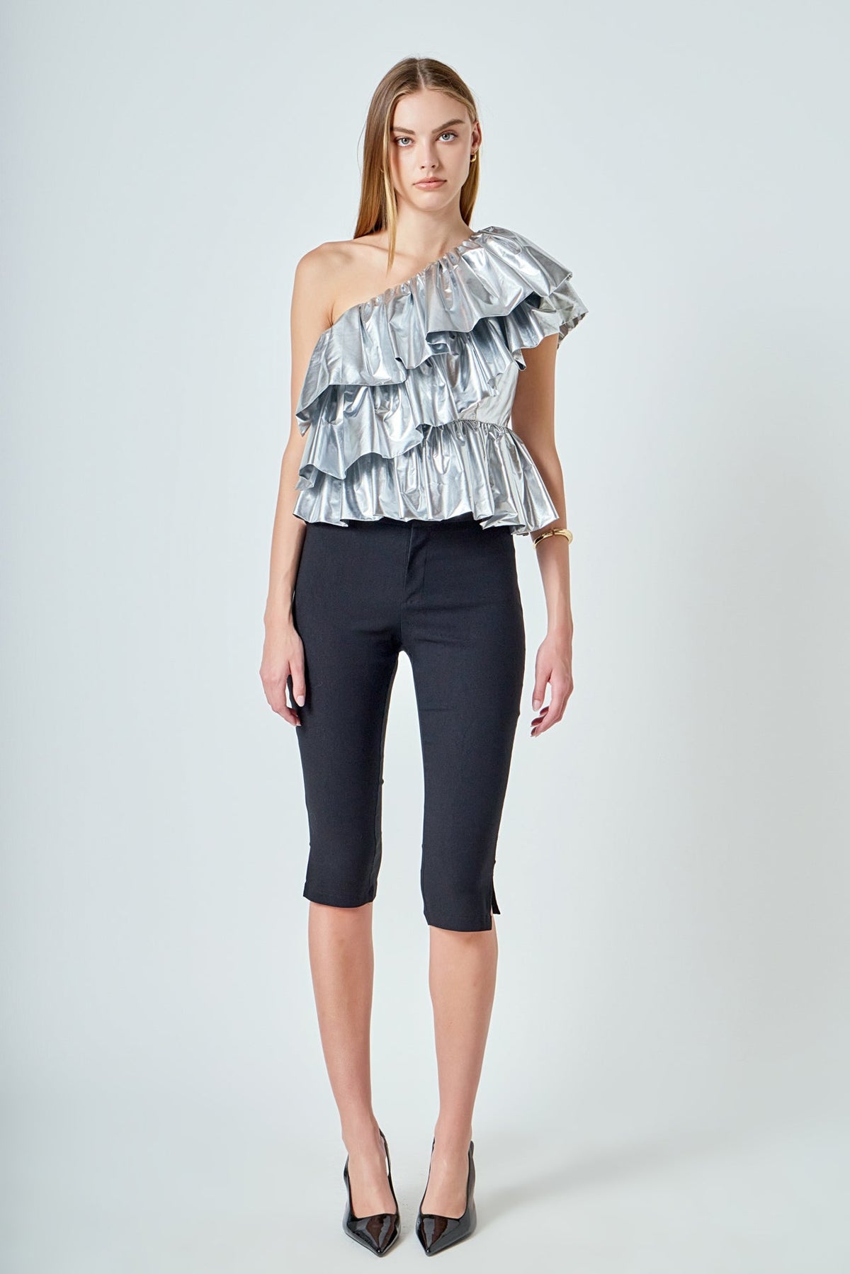 ENDLESS ROSE - Metallic Tiered Top - TOPS available at Objectrare