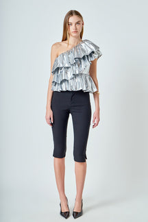 ENDLESS ROSE - Metallic Tiered Top - TOPS available at Objectrare