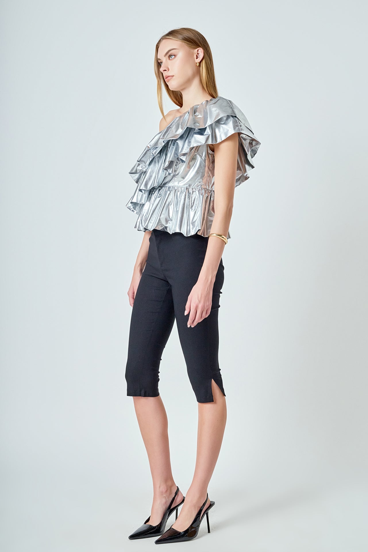ENDLESS ROSE - Metallic Tiered Top - TOPS available at Objectrare