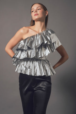 ENDLESS ROSE - Endless Rose - Metallic Tiered Top - TOPS available at Objectrare