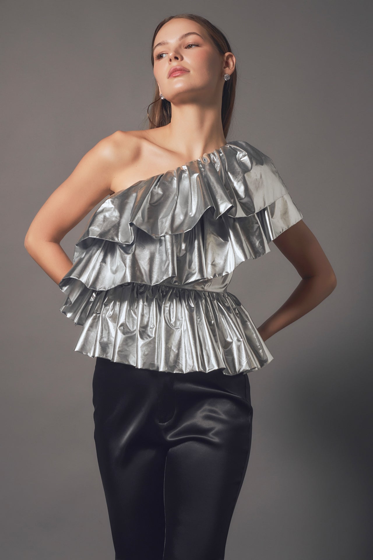 ENDLESS ROSE - Metallic Tiered Top - TOPS available at Objectrare