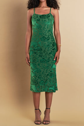 ENDLESS ROSE - Print Velvet Slip Dress - DRESSES available at Objectrare