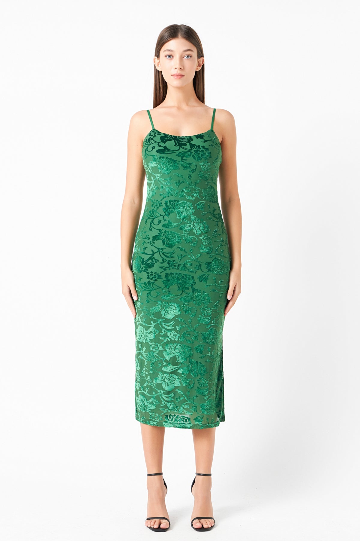 ENDLESS ROSE - Print Velvet Slip Dress - DRESSES available at Objectrare