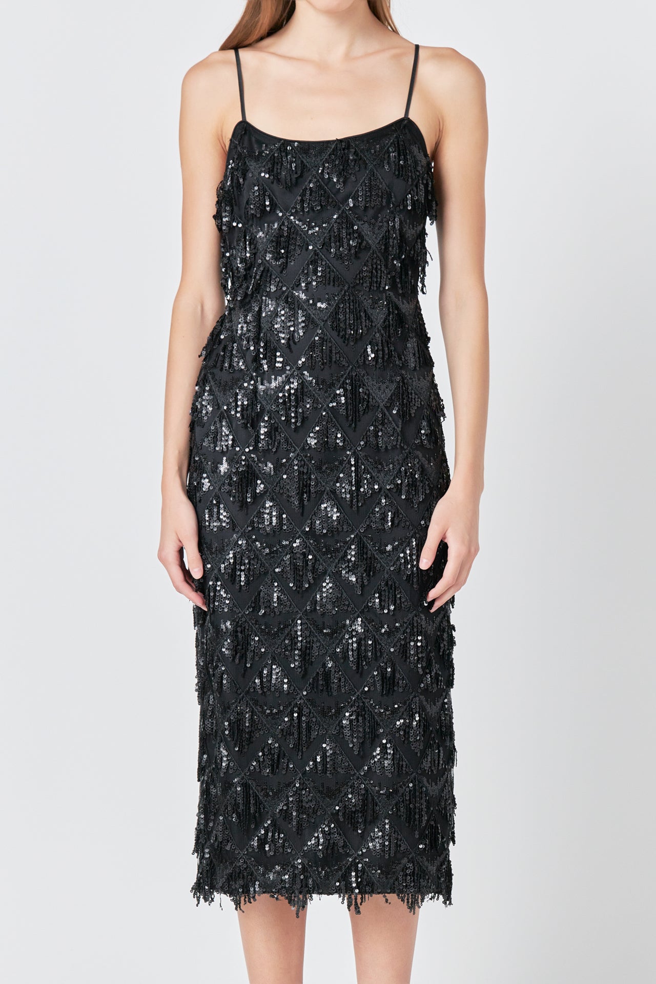 ENDLESS ROSE - Diagonal Sequins Slip Dress - DRESSES available at Objectrare