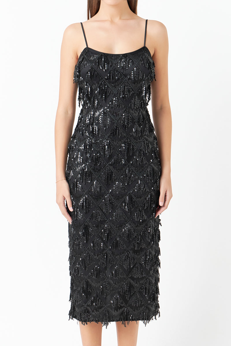 ENDLESS ROSE - Diagonal Sequins Slip Dress - DRESSES available at Objectrare