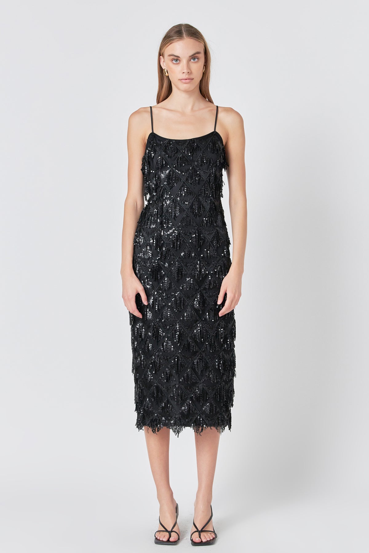 ENDLESS ROSE - Diagonal Sequins Slip Dress - DRESSES available at Objectrare