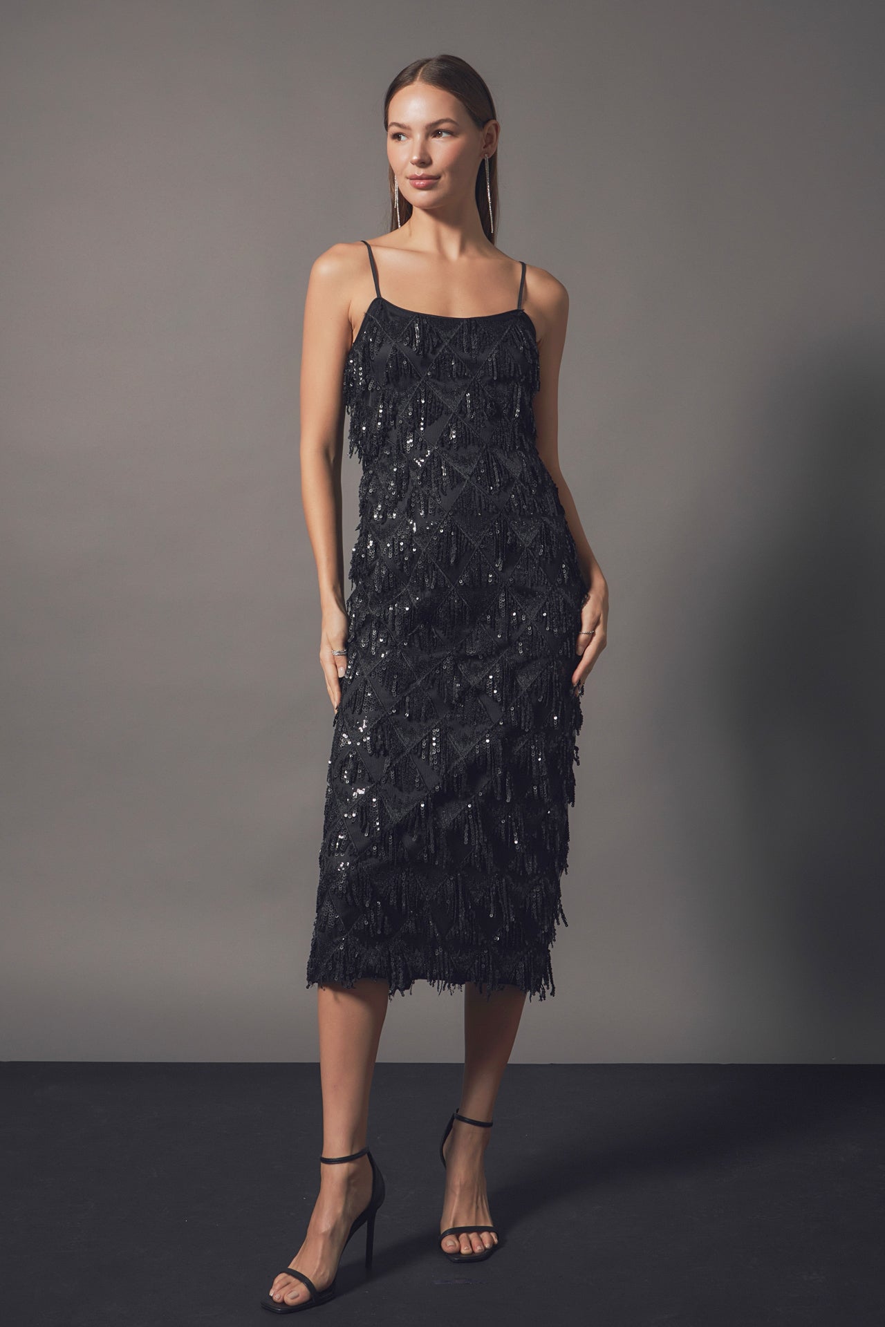 ENDLESS ROSE - Endless Rose - Diagonal Sequins Slip Dress - DRESSES available at Objectrare