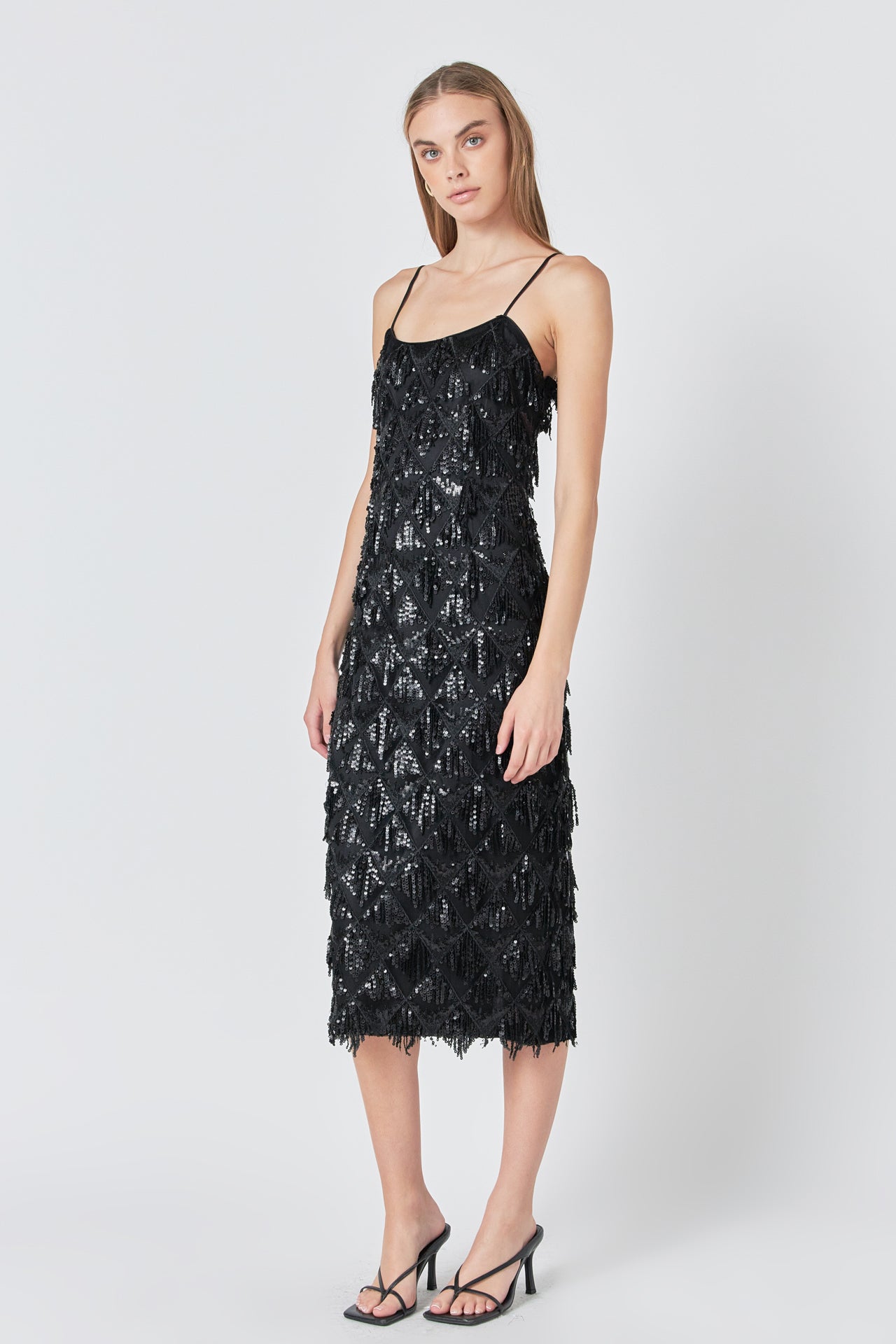 ENDLESS ROSE - Diagonal Sequins Slip Dress - DRESSES available at Objectrare