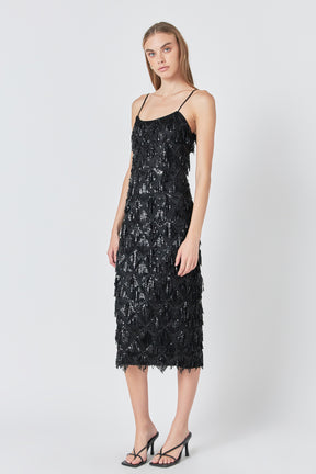 ENDLESS ROSE - Diagonal Sequins Slip Dress - DRESSES available at Objectrare