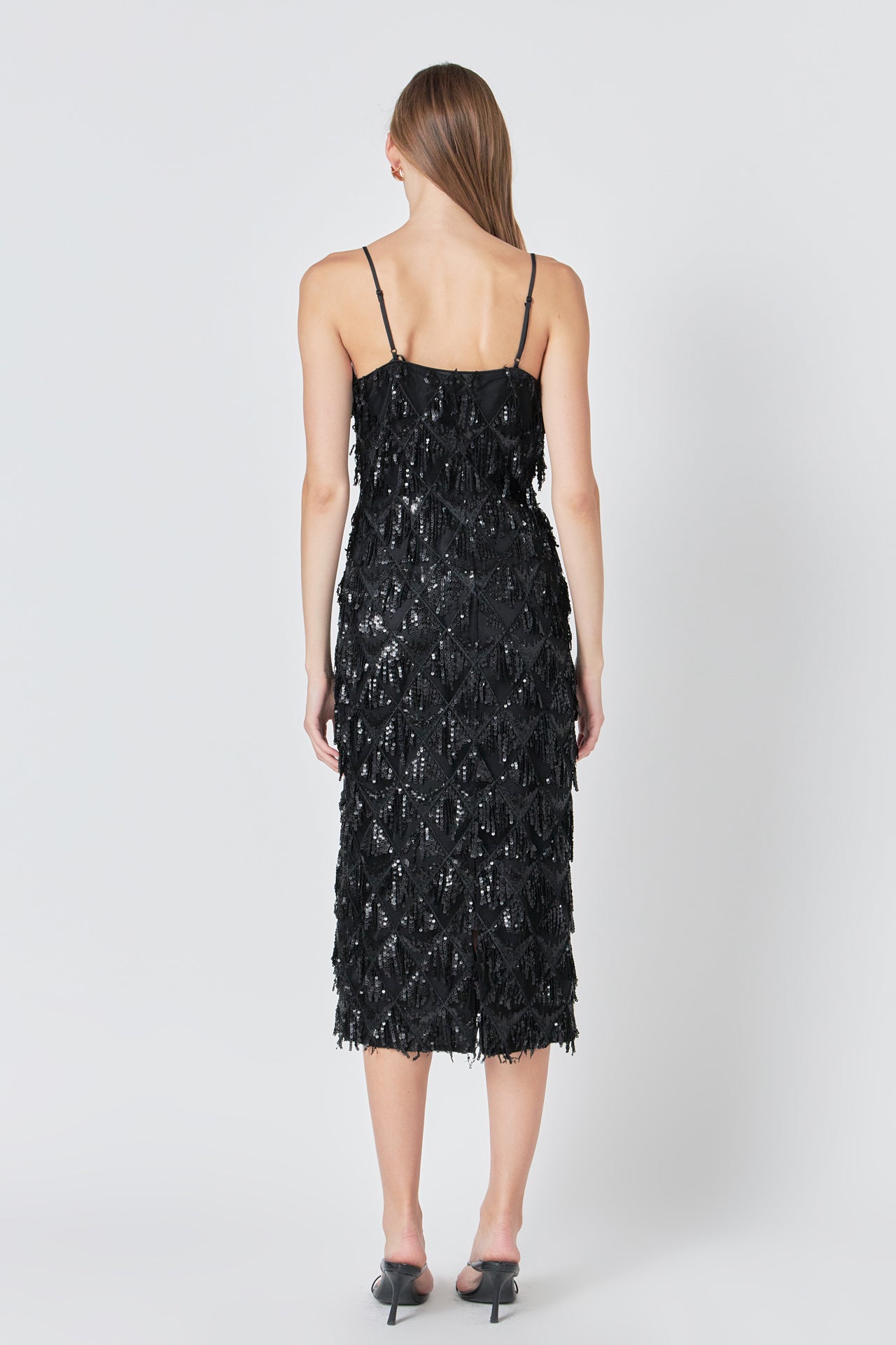 ENDLESS ROSE - Diagonal Sequins Slip Dress - DRESSES available at Objectrare