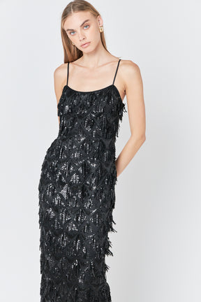 ENDLESS ROSE - Diagonal Sequins Slip Dress - DRESSES available at Objectrare