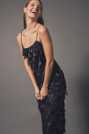 ENDLESS ROSE - Diagonal Sequins Slip Dress - DRESSES available at Objectrare