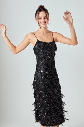 ENDLESS ROSE - Diagonal Sequins Slip Dress - DRESSES available at Objectrare