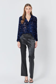 ENDLESS ROSE - Velvet Burnout Collared Top - TOPS available at Objectrare