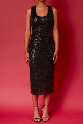ENDLESS ROSE - Sequins Crochet Slip Dress - DRESSES available at Objectrare