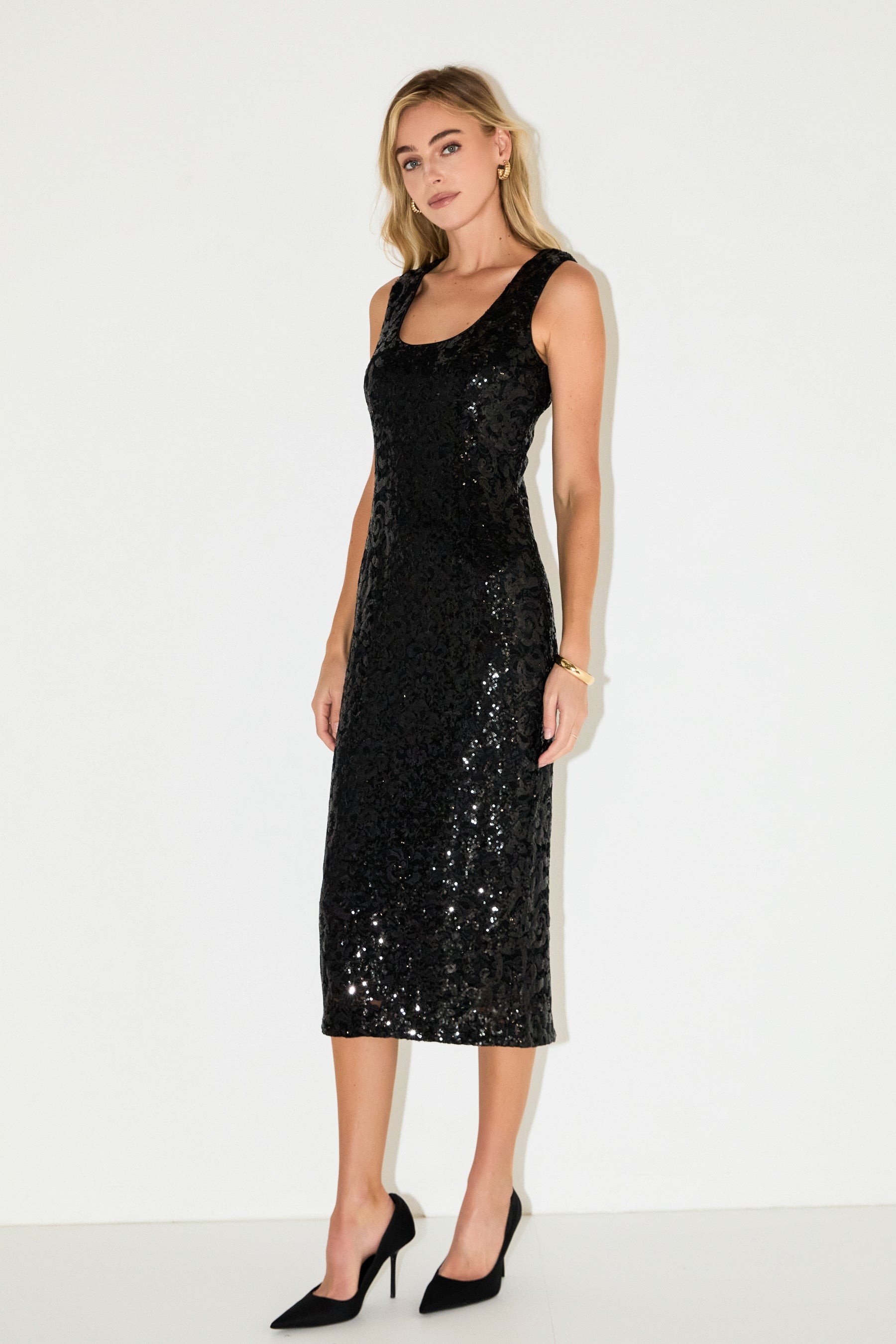 ENDLESS ROSE - Sequins Crochet Slip Dress - DRESSES available at Objectrare