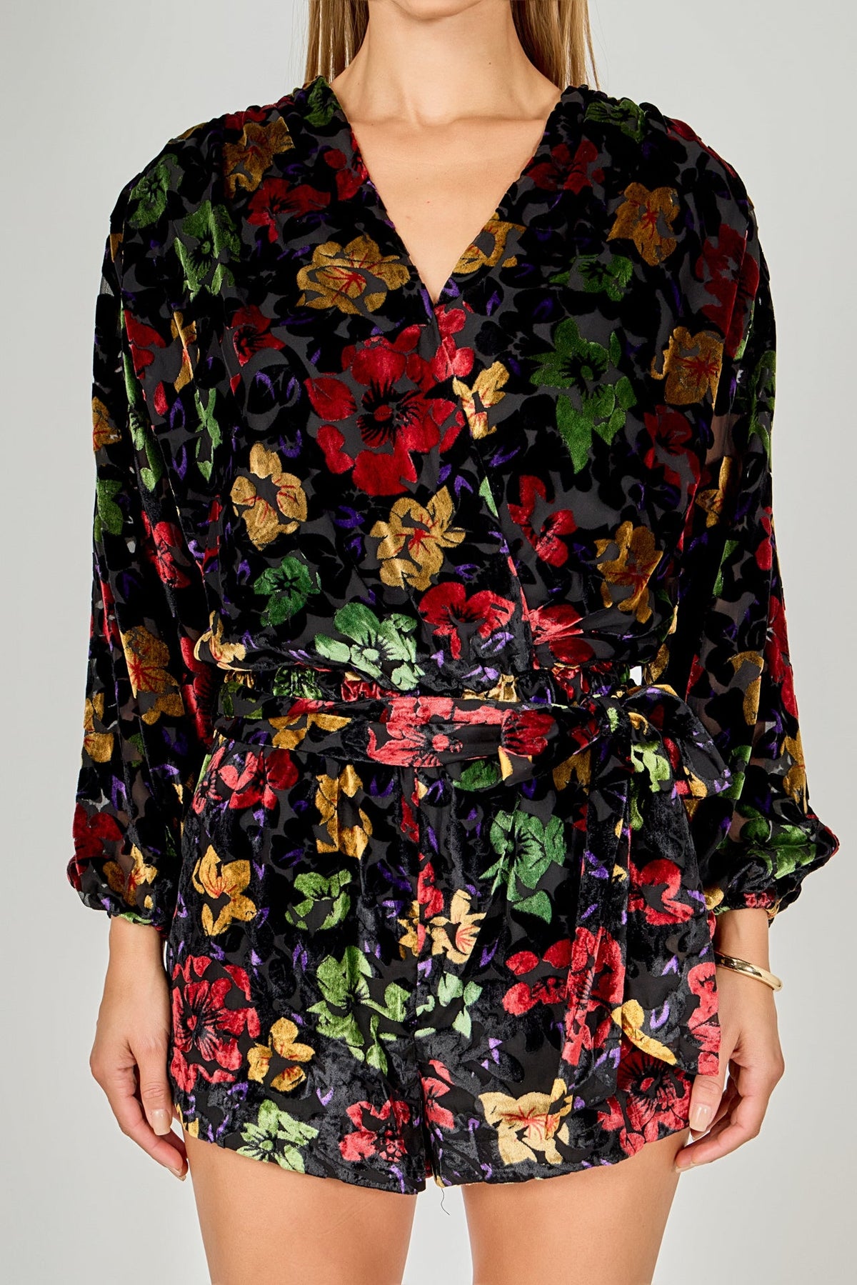 ENDLESS ROSE - Burnout Velvet Romper - ROMPERS available at Objectrare