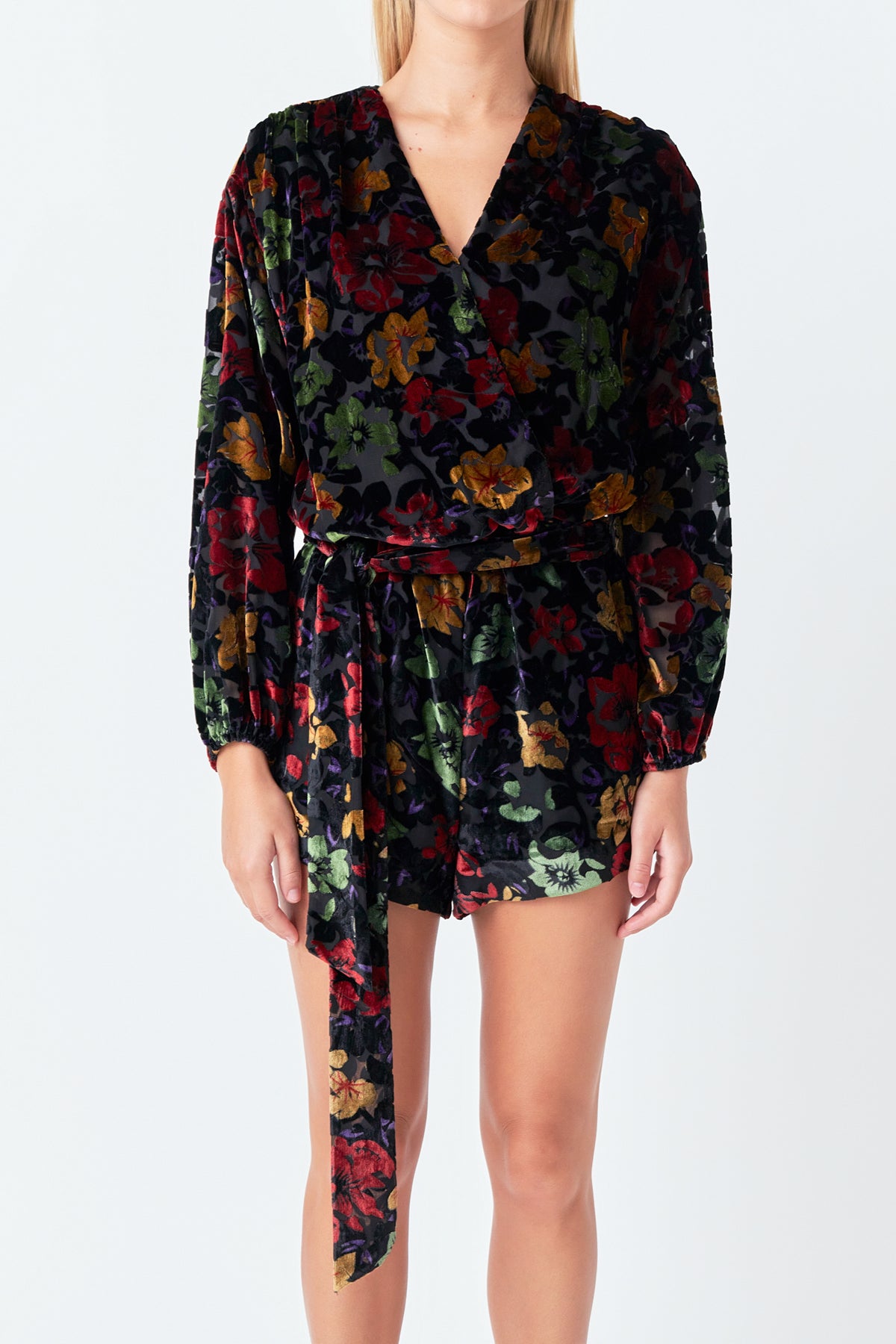 ENDLESS ROSE - Burnout Velvet Romper - ROMPERS available at Objectrare