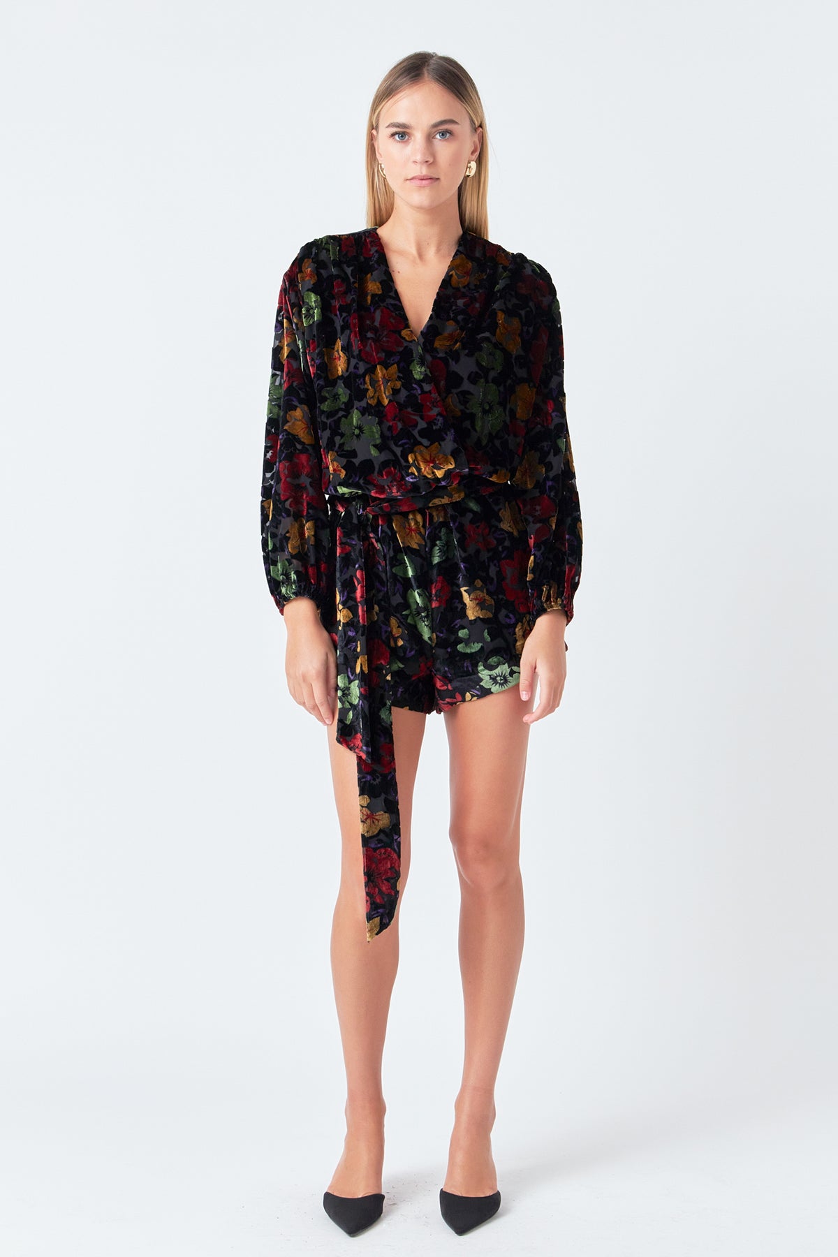 ENDLESS ROSE - Burnout Velvet Romper - ROMPERS available at Objectrare