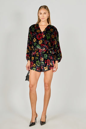 ENDLESS ROSE - Burnout Velvet Romper - ROMPERS available at Objectrare