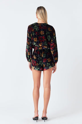 ENDLESS ROSE - Endless Rose - Burnout Velvet Romper - ROMPERS available at Objectrare