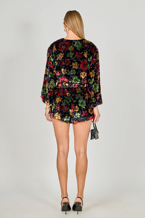 ENDLESS ROSE - Burnout Velvet Romper - ROMPERS available at Objectrare