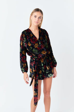 ENDLESS ROSE - Burnout Velvet Romper - ROMPERS available at Objectrare