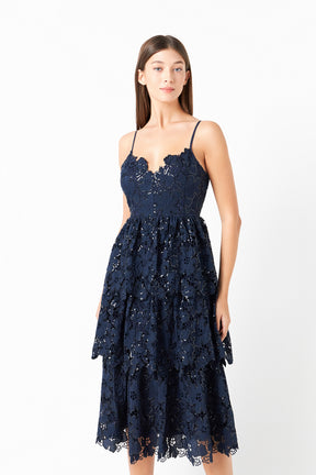 ENDLESS ROSE - Sequins Lace Tiered Dress - DRESSES available at Objectrare